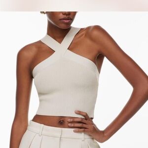 Babaton cross neck tan crop top